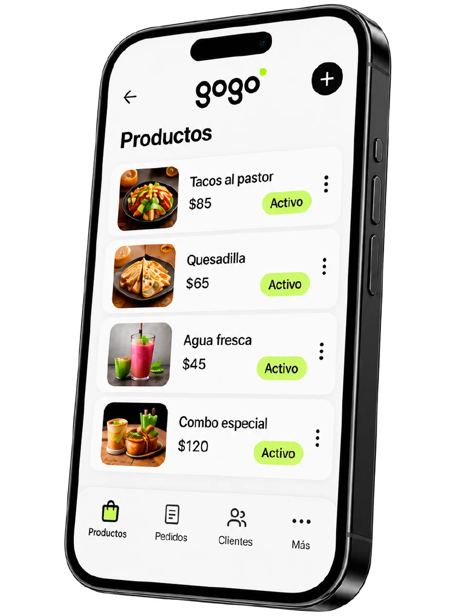 Panel de productos de GoGo para actualizar precios y disponibilidad
